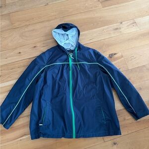 Fleet Street Ltd. Women's Navy Blue Green Hooded Full Zip Jacket Raincoat XL XXL